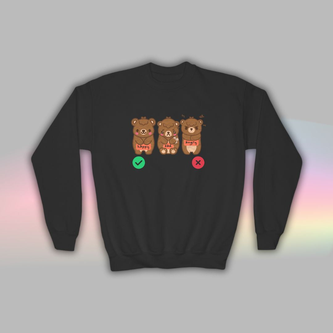 Bear Kids Sweatshirt | Autism Communication Crewneck for Neurodiverse Kids