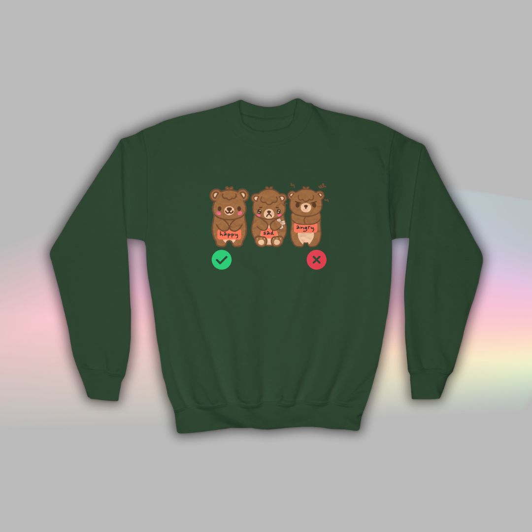 Bear Kids Sweatshirt | Autism Communication Crewneck for Neurodiverse Kids