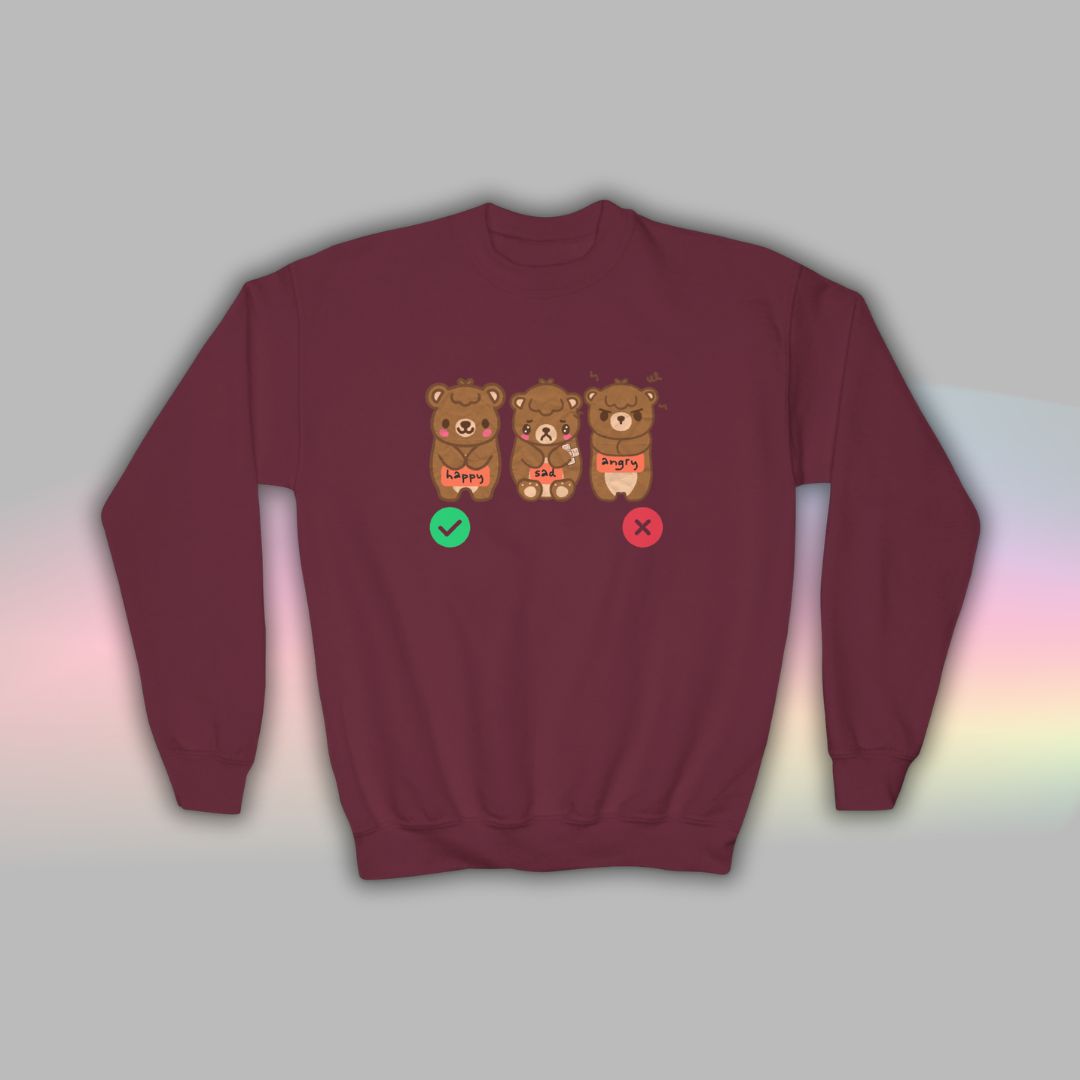 Bear Kids Sweatshirt | Autism Communication Crewneck for Neurodiverse Kids