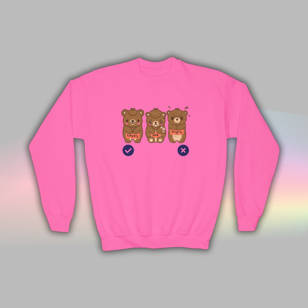 Bear Kids Sweatshirt | Autism Communication Crewneck for Neurodiverse Kids
