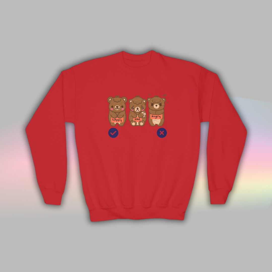 Bear Kids Sweatshirt | Autism Communication Crewneck for Neurodiverse Kids
