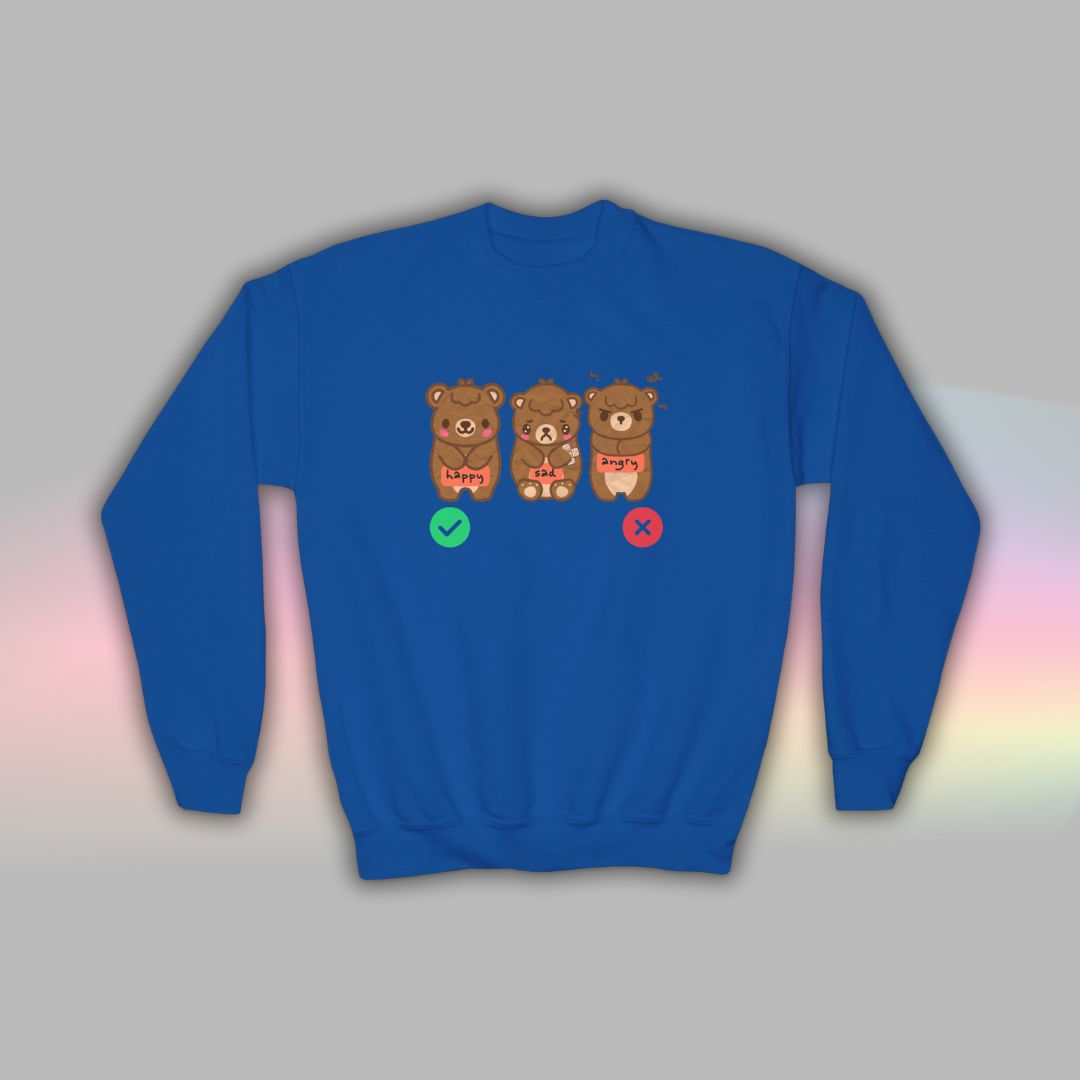 Bear Kids Sweatshirt | Autism Communication Crewneck for Neurodiverse Kids