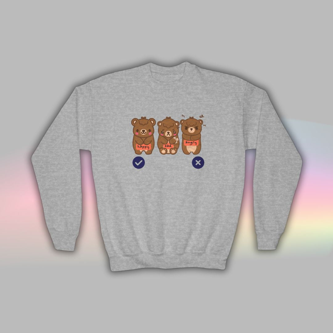 Bear Kids Sweatshirt | Autism Communication Crewneck for Neurodiverse Kids