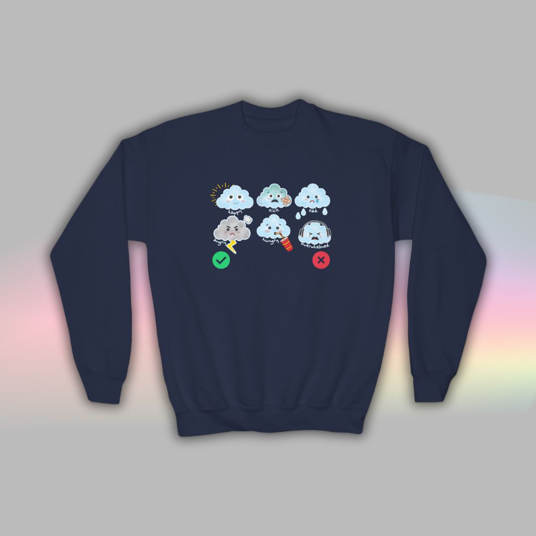 Cloud Communication Sweatshirt for Kids | Autism Visual Support Crewneck