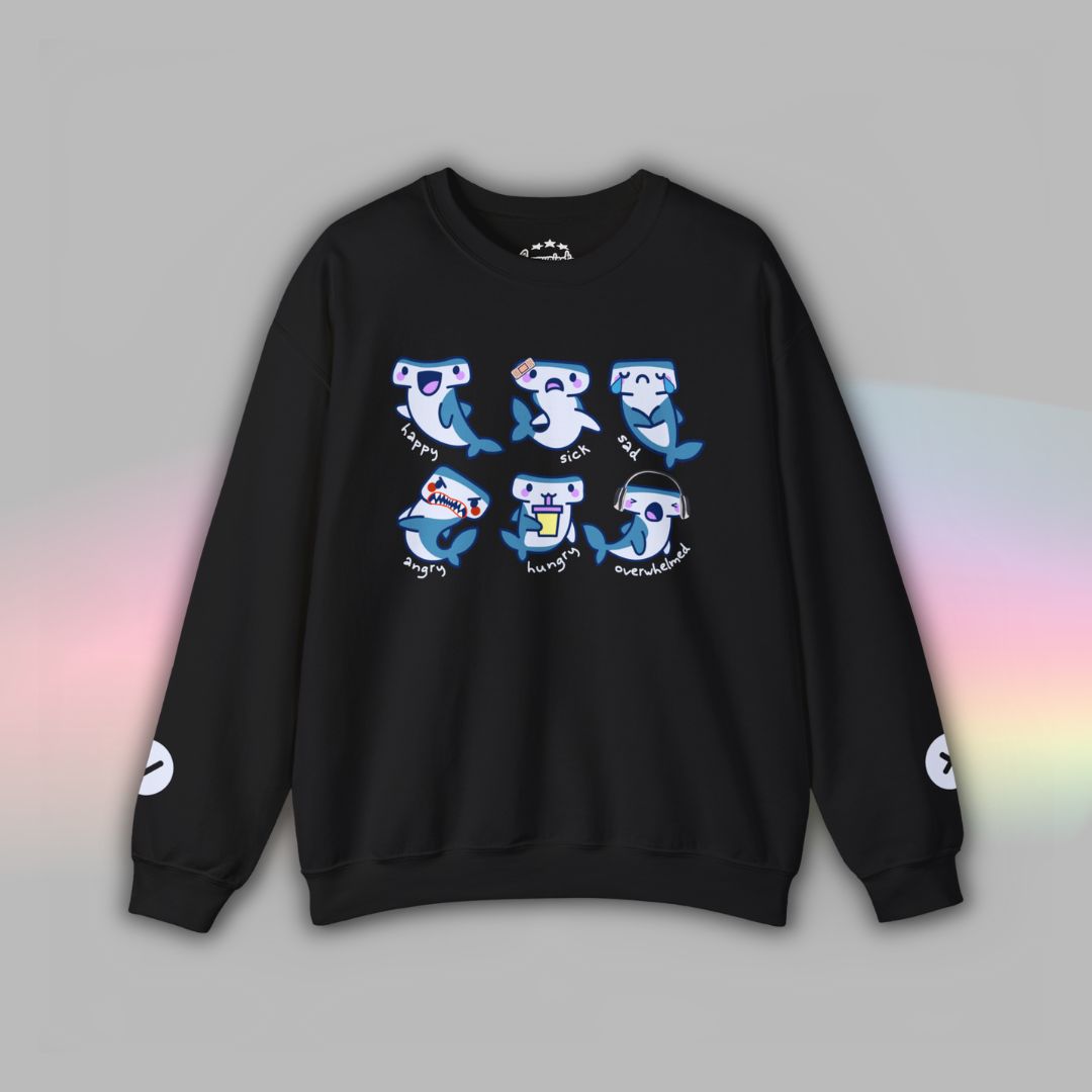 Adult Communication Crew Sweatshirt | Autism Visual Support | Shark