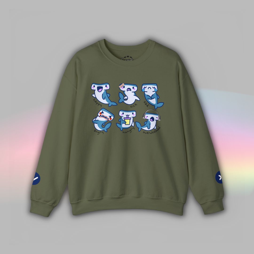 Adult Communication Crew Sweatshirt | Autism Visual Support | Shark