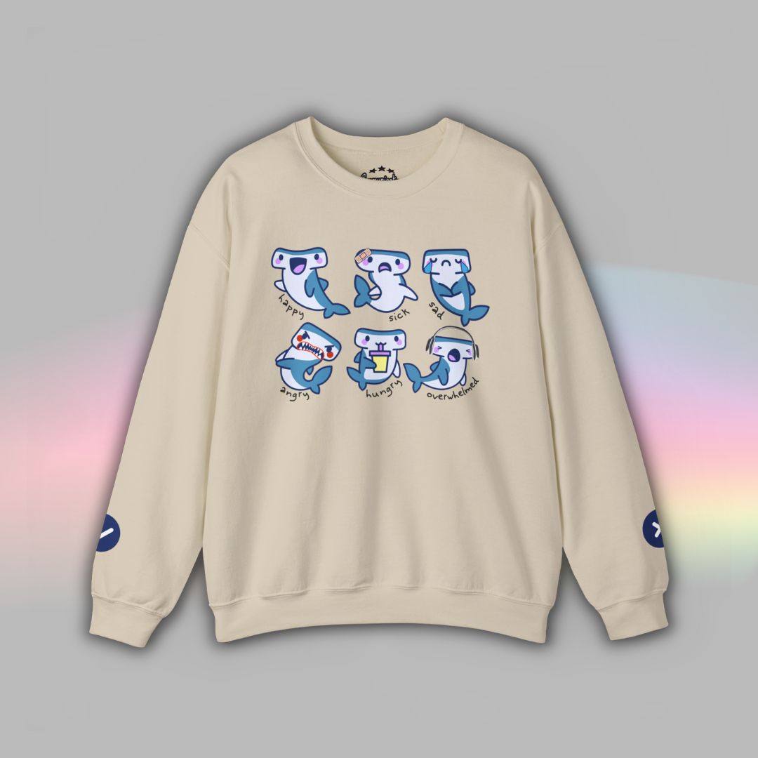 Adult Communication Crew Sweatshirt | Autism Visual Support | Shark
