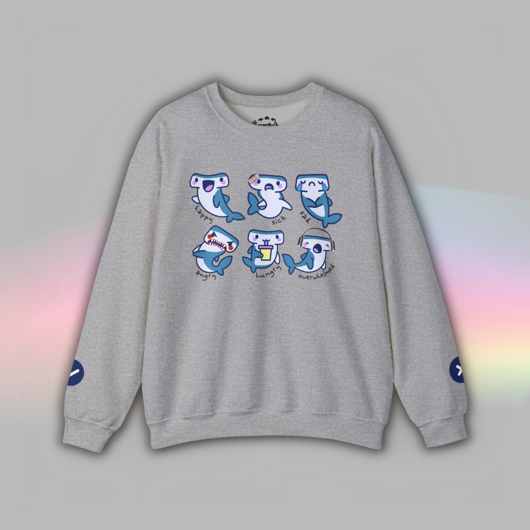 Adult Communication Crew Sweatshirt | Autism Visual Support | Shark