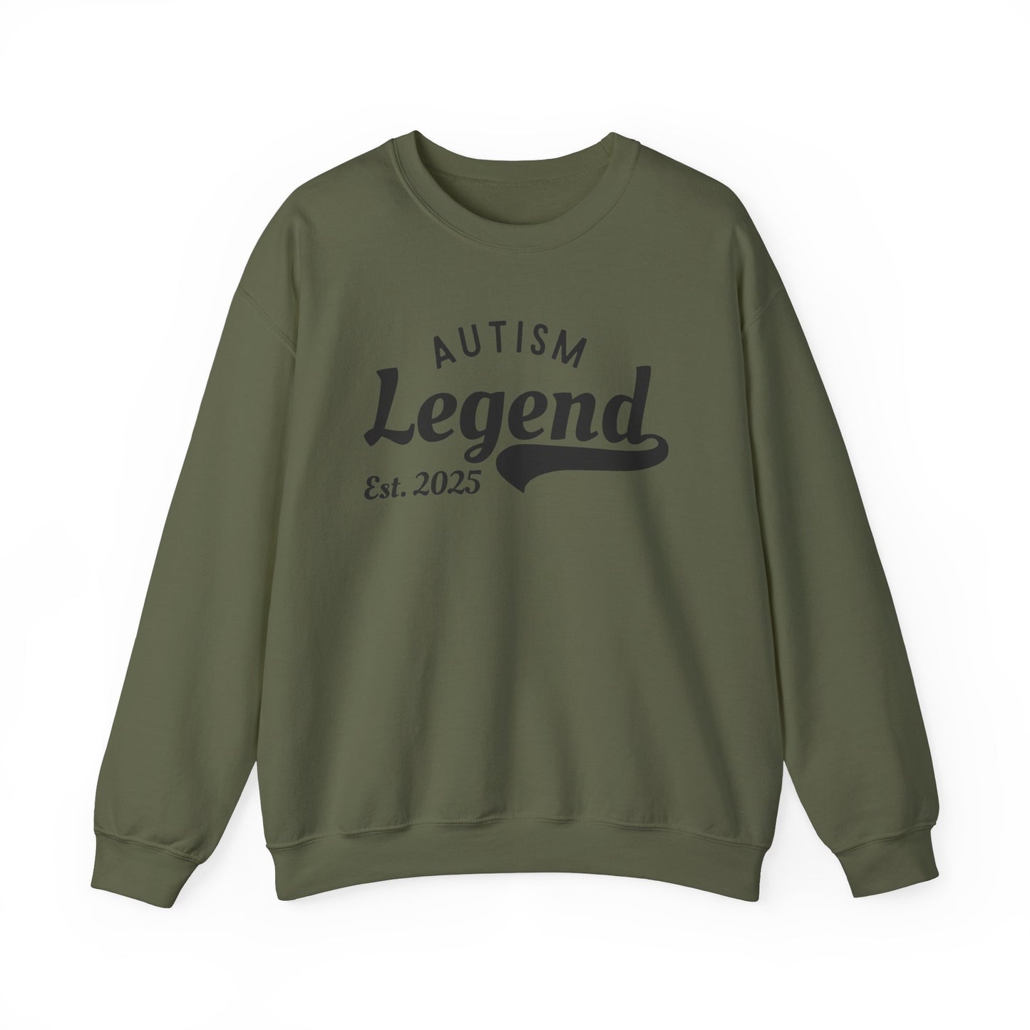 Autism_Acceptance_Legend_Sweatshirt_White_Adult_military_green