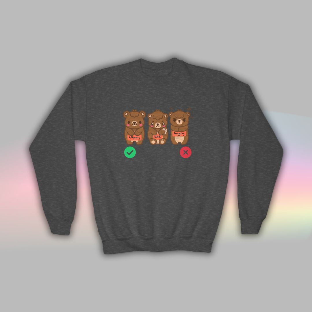 Bear Kids Sweatshirt | Autism Communication Crewneck for Neurodiverse Kids