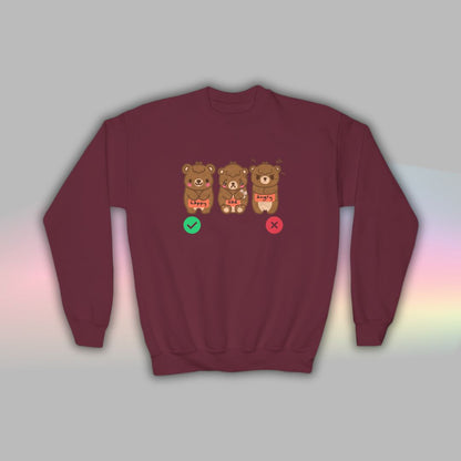 Bear Kids Sweatshirt | Autism Communication Crewneck for Neurodiverse Kids