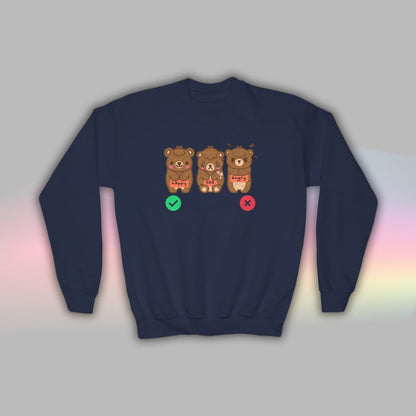 Bear Kids Sweatshirt | Autism Communication Crewneck for Neurodiverse Kids