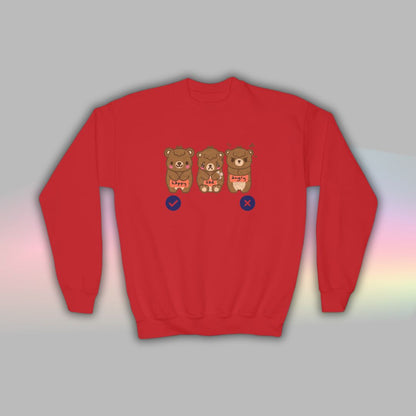 Bear Kids Sweatshirt | Autism Communication Crewneck for Neurodiverse Kids