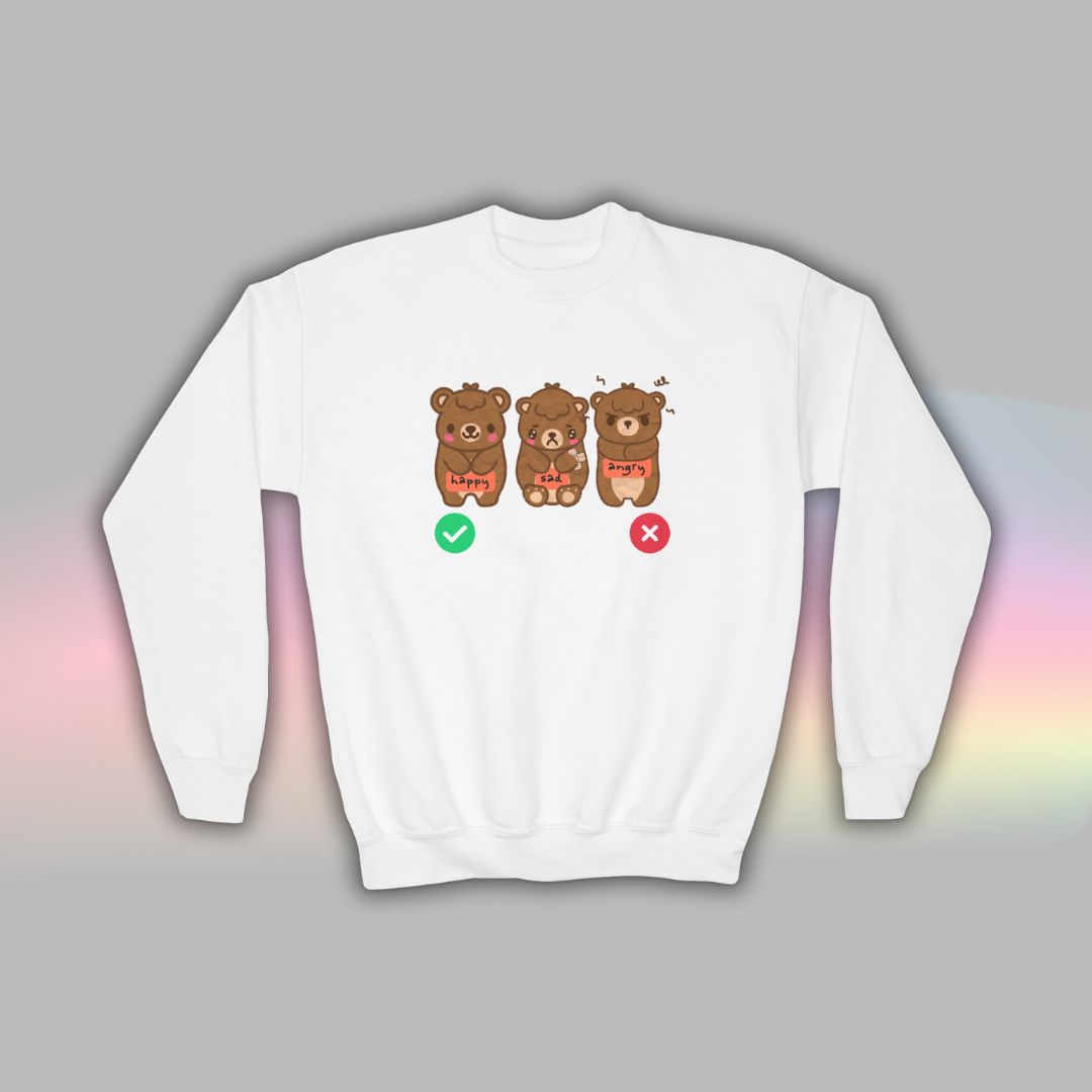 Bear Kids Sweatshirt | Autism Communication Crewneck for Neurodiverse Kids