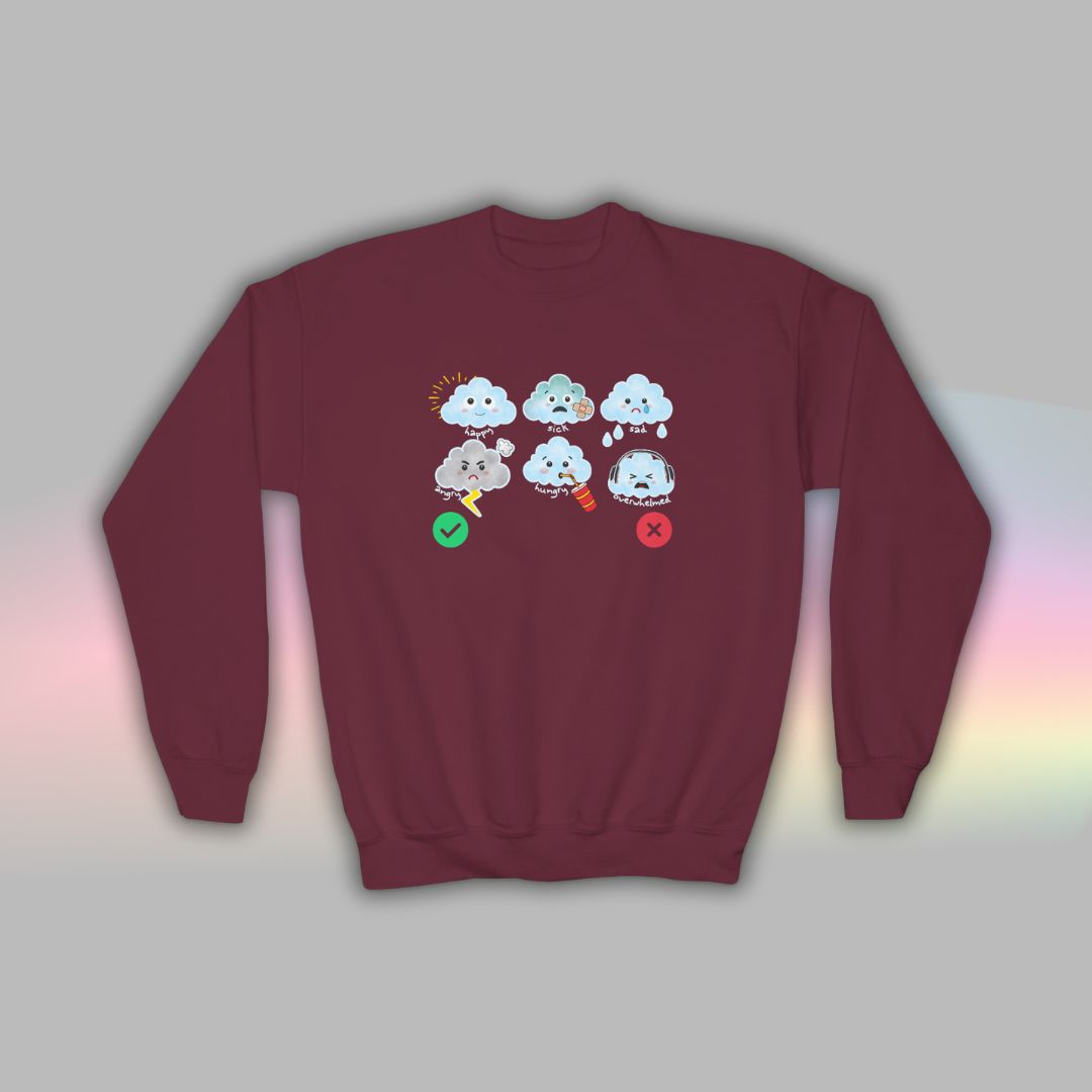 Cloud Communication Sweatshirt for Kids | Autism Visual Support Crewneck