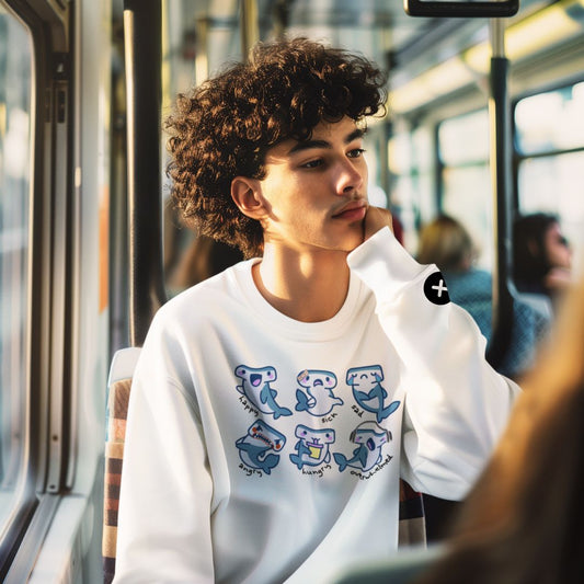 Adult Communication Crew Sweatshirt | Autism Visual Support | Shark