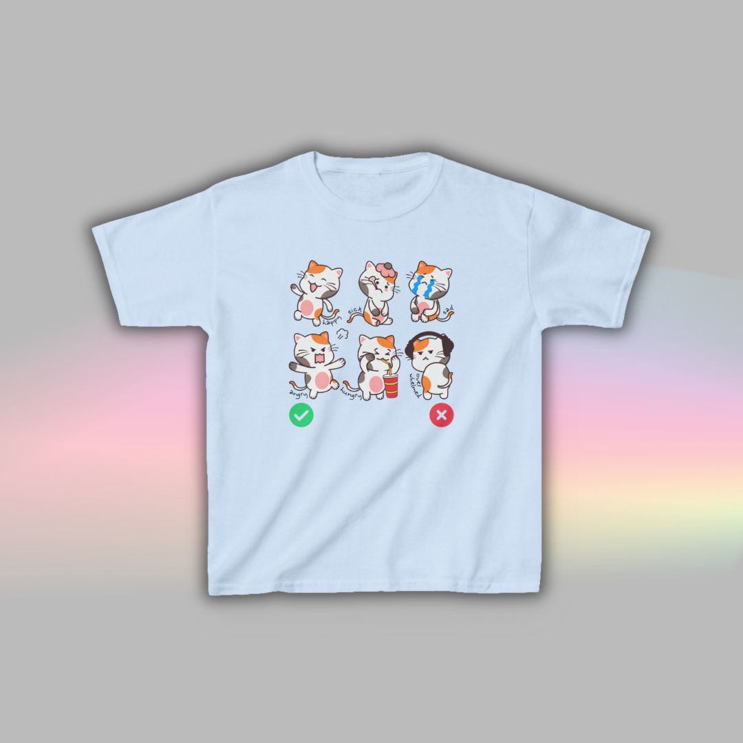 Cat Communication T-Shirt for Kids | Visual Autism Support Tee