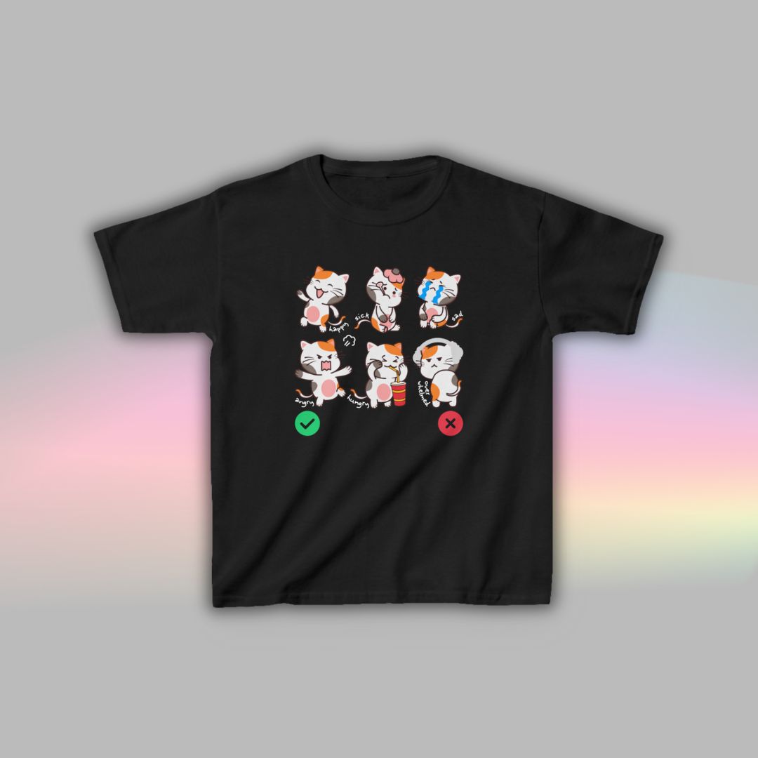 Cat Communication T-Shirt for Kids | Visual Autism Support Tee