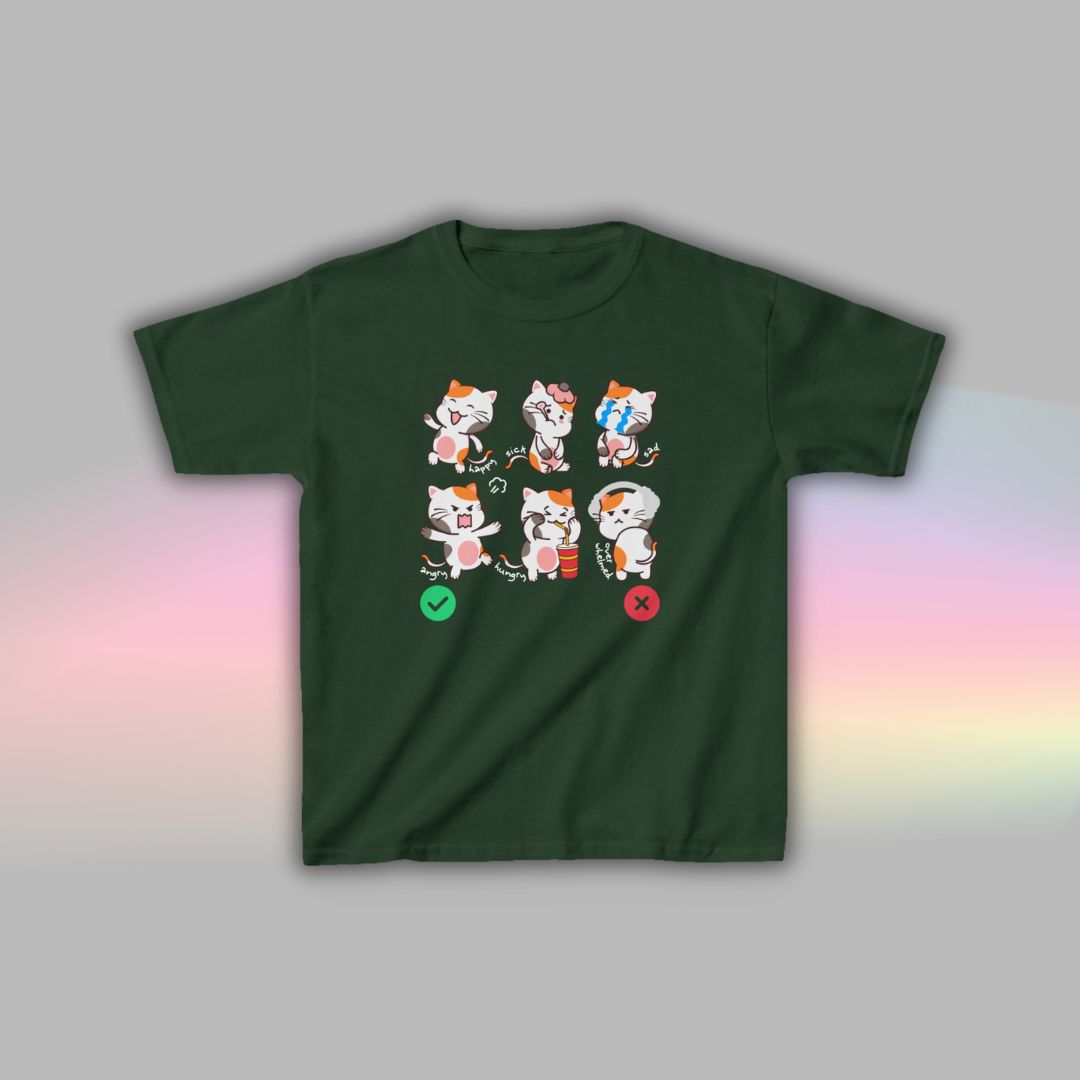 Cat Communication T-Shirt for Kids | Visual Autism Support Tee