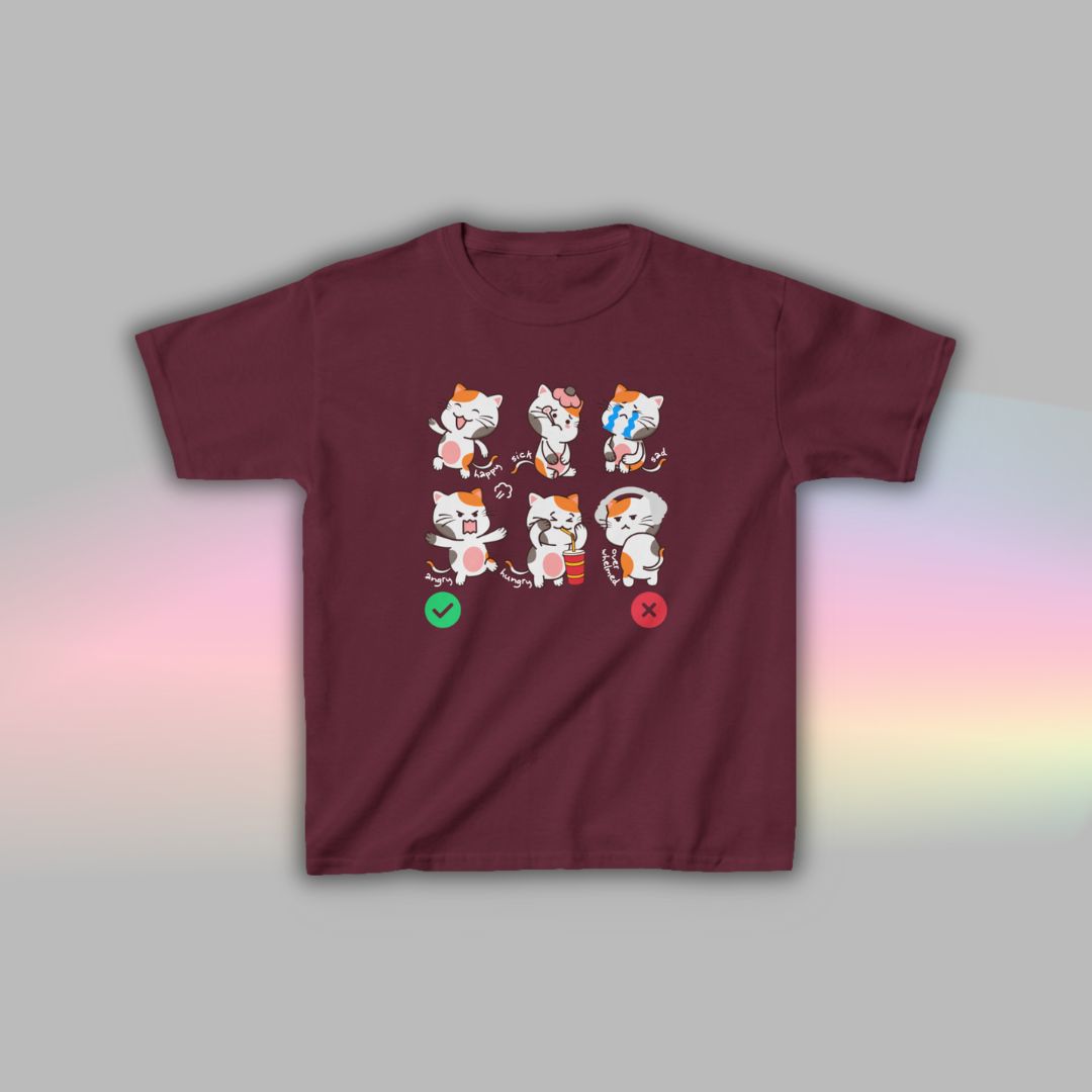 Cat Communication T-Shirt for Kids | Visual Autism Support Tee