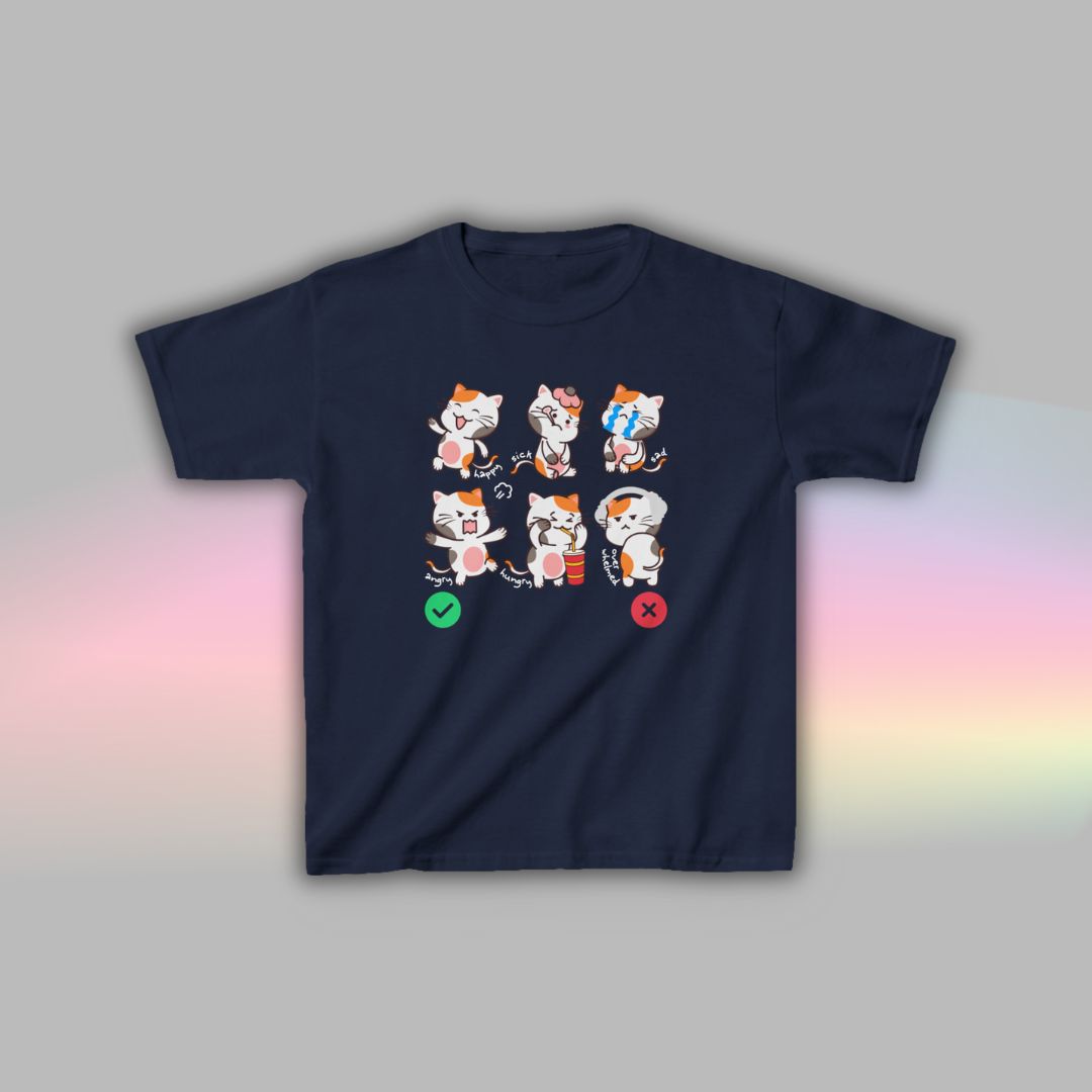 Cat Communication T-Shirt for Kids | Visual Autism Support Tee