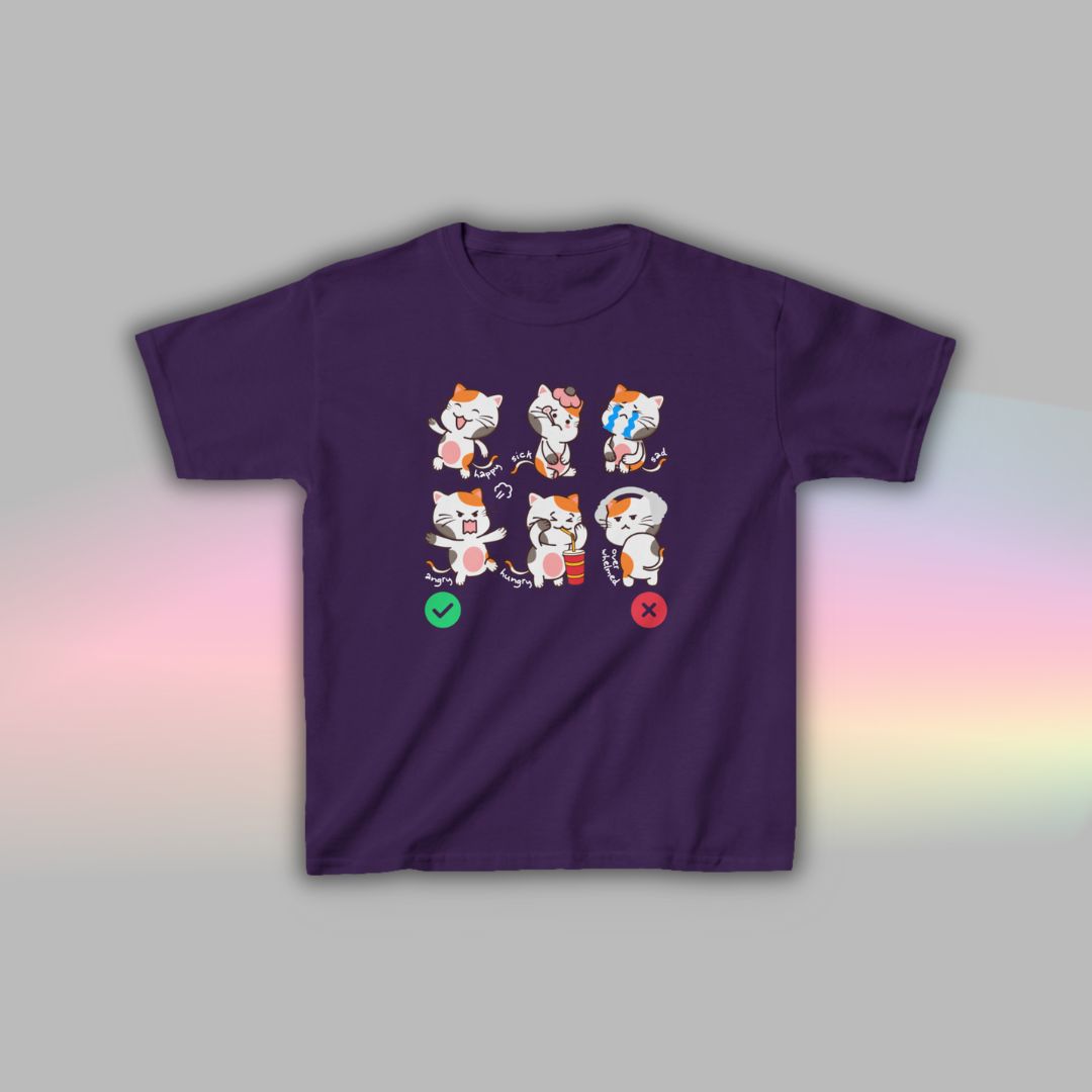 Cat Communication T-Shirt for Kids | Visual Autism Support Tee
