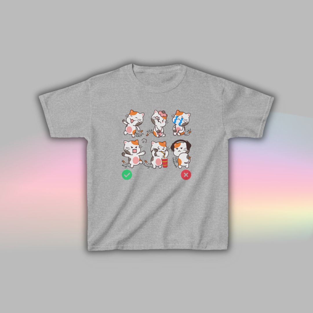Cat Communication T-Shirt for Kids | Visual Autism Support Tee