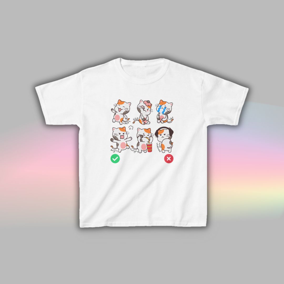 Cat Communication T-Shirt for Kids | Visual Autism Support Tee