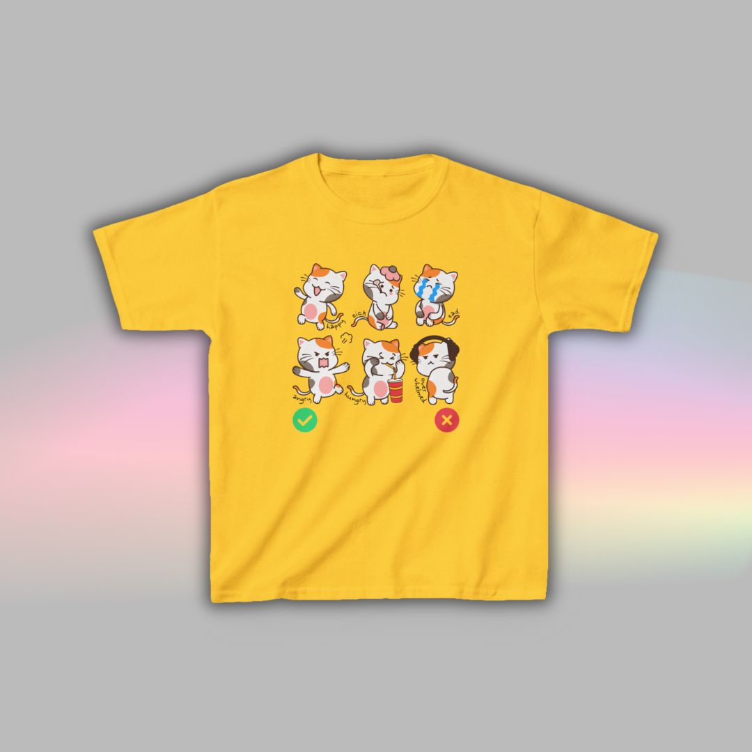 Cat Communication T-Shirt for Kids | Visual Autism Support Tee